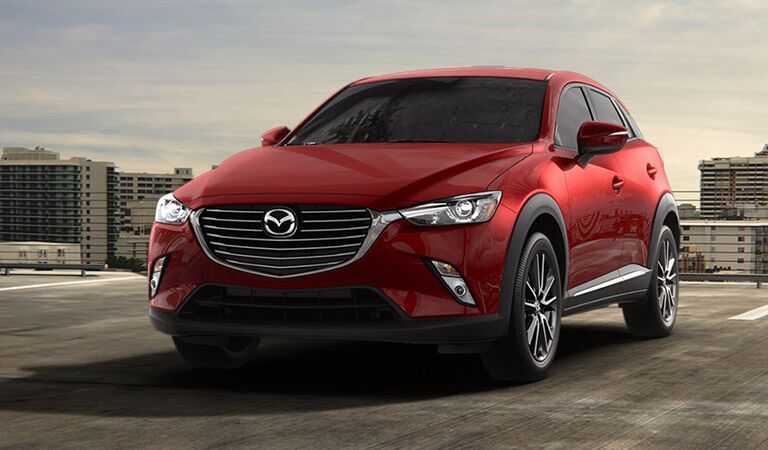 front view of a red 2017 Mazda CX-3