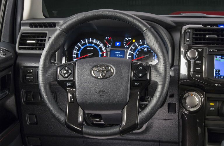 An interior photo of the driver's cockpit in the 2019 Toyota 4Runner.