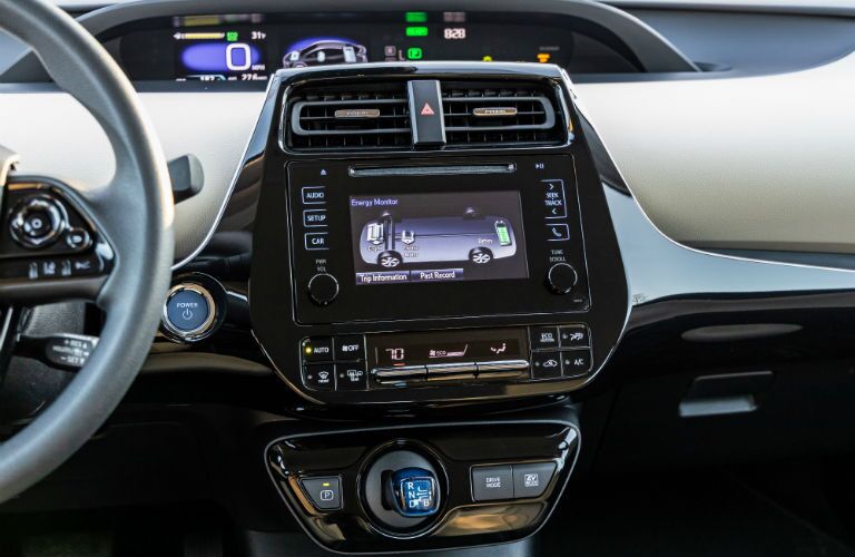 A photo of the touchscreen interface in the 2019 Toyota Prius.
