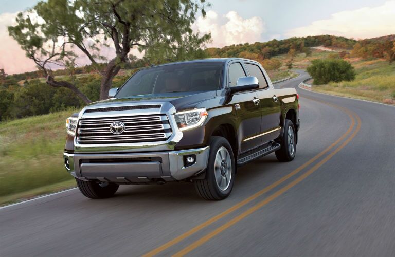 A front left quarter photo of the 2019 Toyota Tundra on the road.