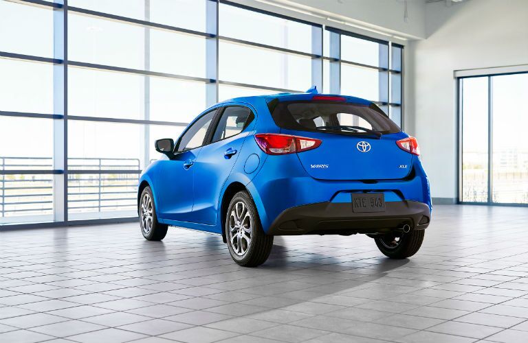 A rear left quarter photo of the 2020 Toyota Yaris.