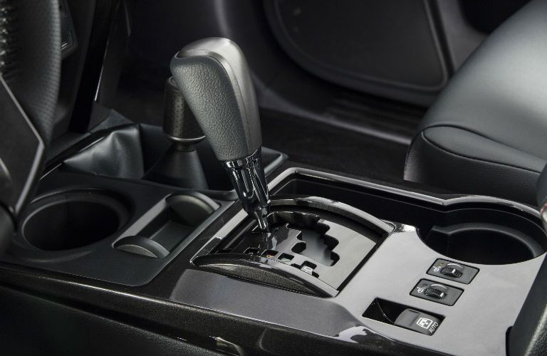 A photo of the gear-shifter in the 2019 4Runner and its traction control systems.