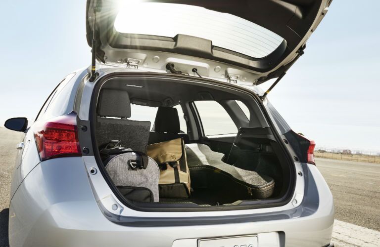 A photo looking into the rear cargo area of the 2018 Toyota Corolla iM.