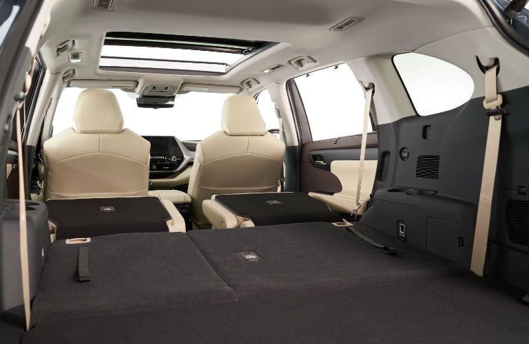 A photo of the maximum available cargo volume in the 2020 Highlander.