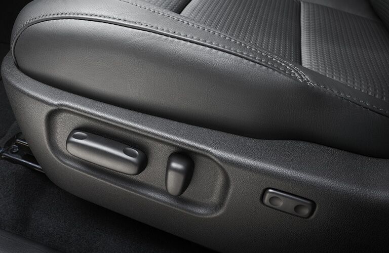 A photo of the electronic seat adjustment controls on the 2020 Tacoma.