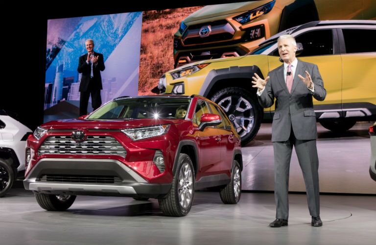 A photo of the 2019 RAV4 being introduced in New York.