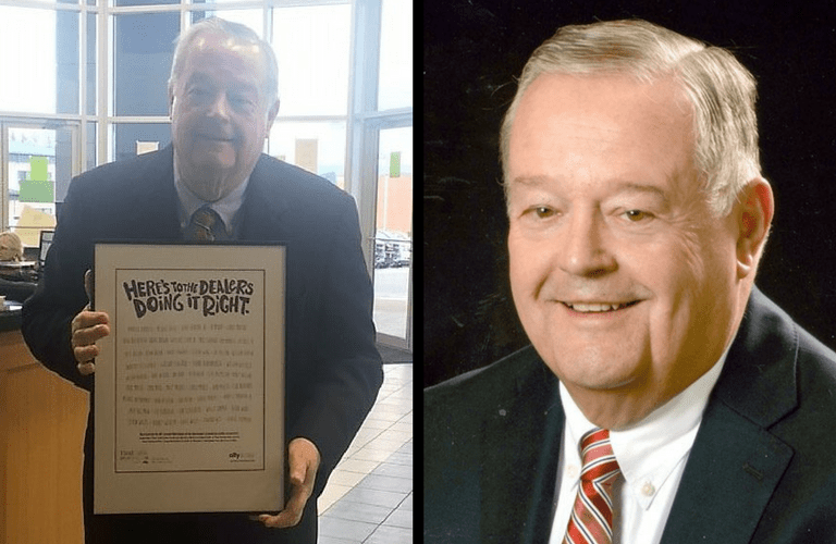 John Miller holding plaque next to personal headshot