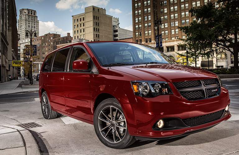 2017 Dodge Grand Caravan red side view