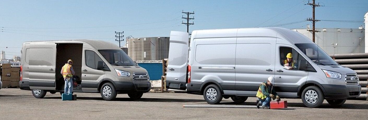 Two 2019 Ford Transit Connect Cargo Van models side by side