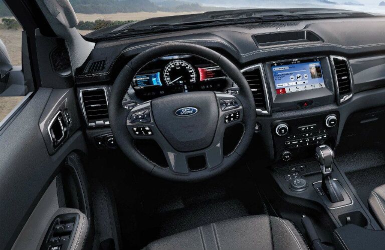 Steering wheel and touchscreen of 2019 Ford Ranger