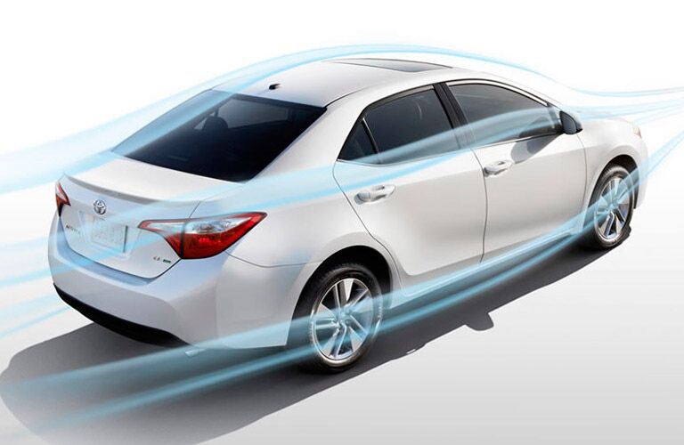 aerodynamics of a white 2014 Toyota Corolla