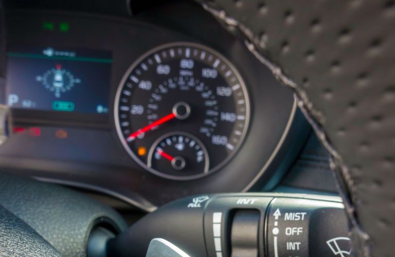 A photo of the center gauge cluster in the 2019 Optima.