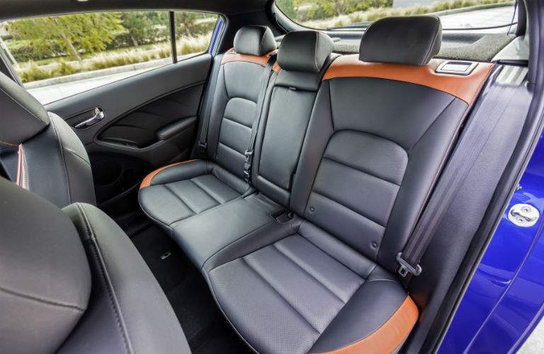 A look at the backseat passenger space in the hatchback version of the 2018 Kia Forte