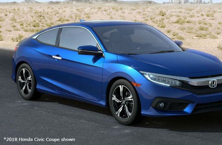 2018 Honda Civic Coupe parked on a desert road