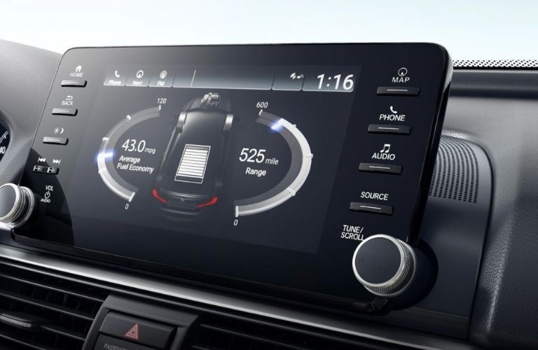 The 9-inch infotainment display inside the 2021 Honda Accord Hybrid