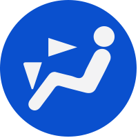 Blue seating man button