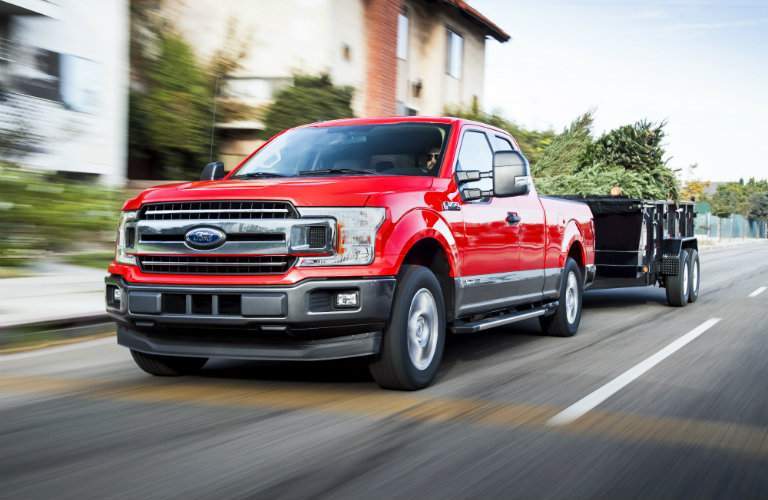 2018 Ford F-150 Diesel red front exterior towing trailer