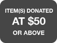 Items donated at $50 or above