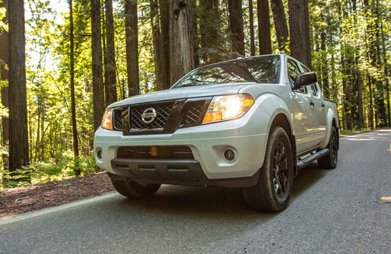 Exterior view of a white 2019 Nissan Frontier