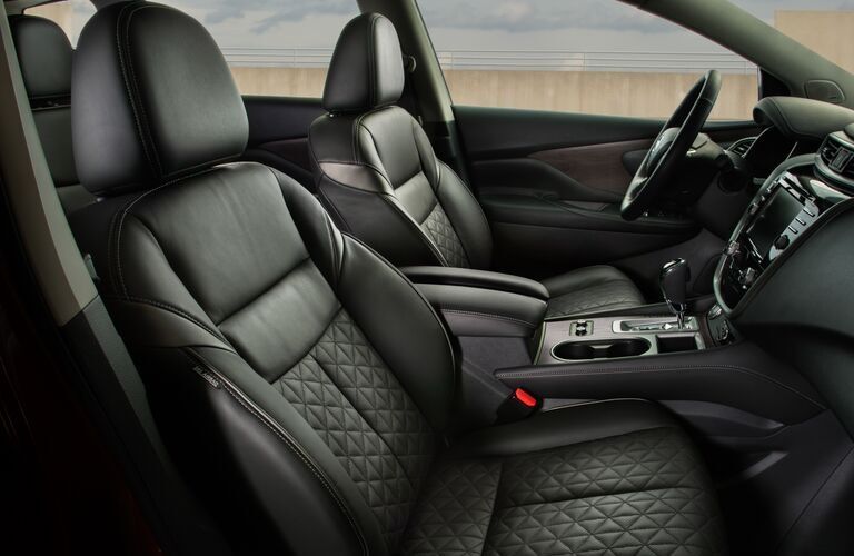 Interior view of the front seating area inside a 2020 Nissan Murano