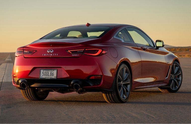 Exterior view of the front of a red 2020 INFINITI Q60