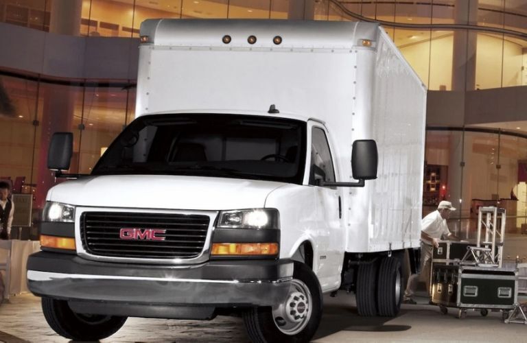 2019 GMC Savana Cutaway Van in use as a cargo truck