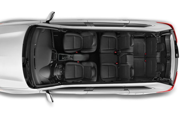 Aerial view of a 2019 Mitsubishi Outlander with all seats upright