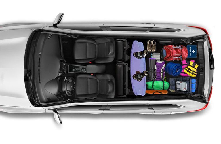 Aerial view of a 2019 Mitsubishi Outlander loaded with cargo