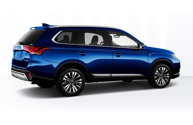 Rear/side profile of blue 2019 Mitsubishi Outlander