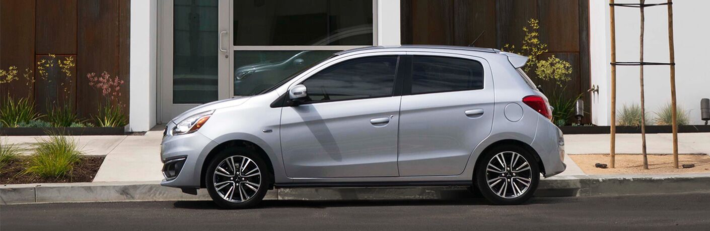 Side profile of silver 2019 Mitsubishi Mirage