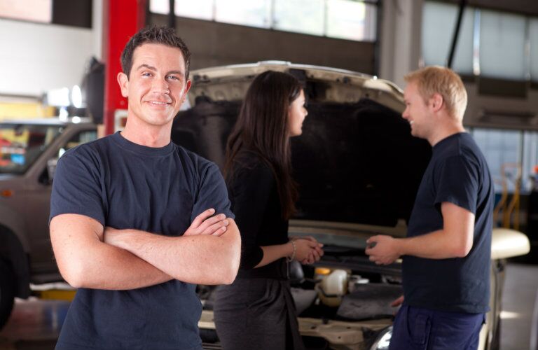 Mechanics in an auto shop