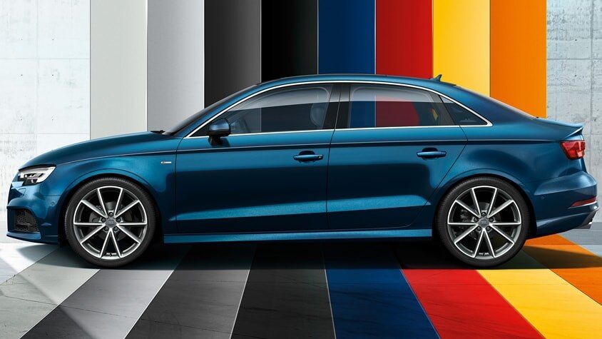A sideways view of the New 2019 Audi S3 Sedan available in Windsor Ontario