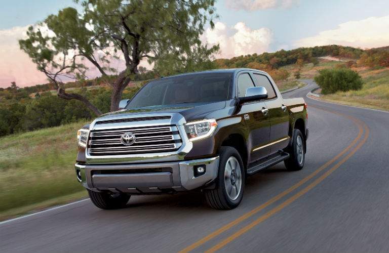 A front left quarter view of the 2018 Toyota Tundra