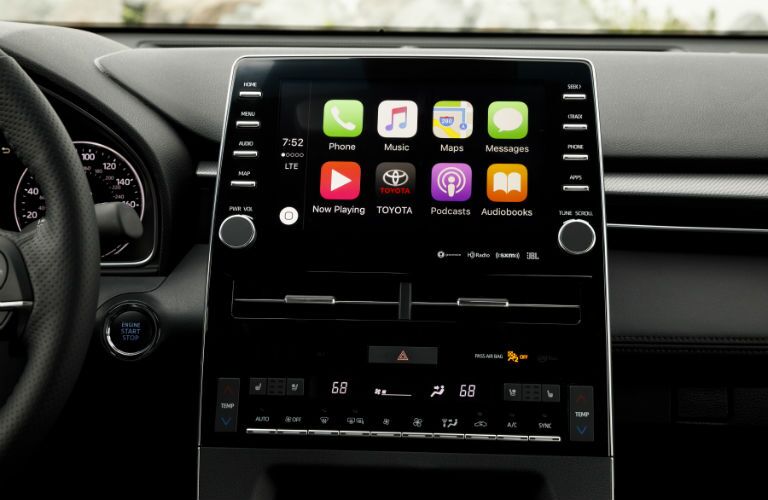 A close up photo of the touchscreen interface on the 2019 Toyota Avalon.