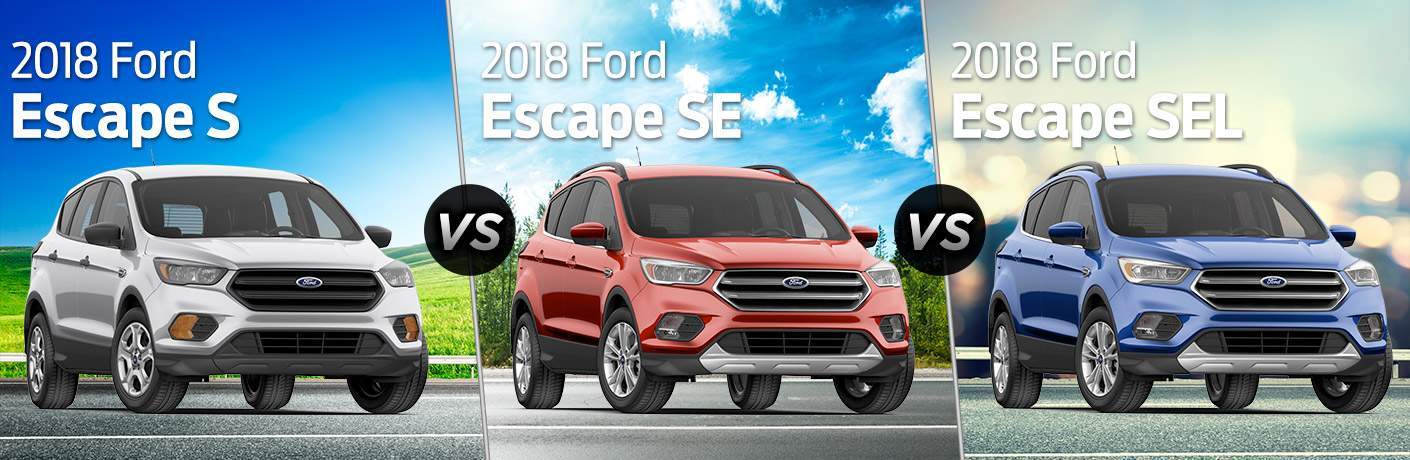 2018 Ford Escape S Vs Se Sel Silver 2018 Ford Escape S With White Text Vs Red