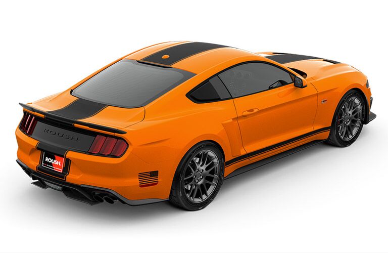 Overhead View of Orange 2018 Ford Mustang ROUSH Stage 2 on a White Background