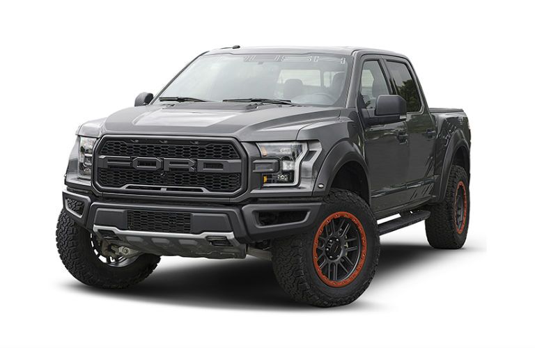 Black 2018 Ford F-150 ROUSH Raptor Front Exterior on White Background