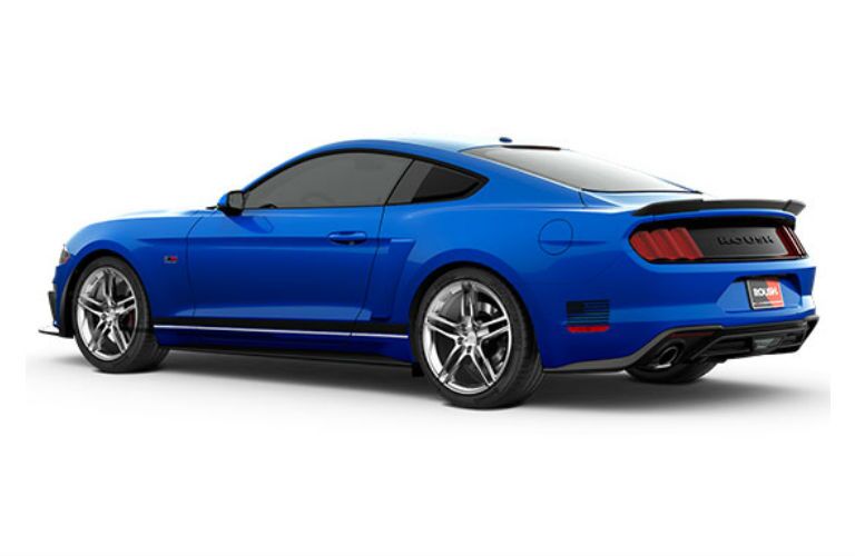 Blue 2018 Ford Mustang ROUSH Stage 1 Rear Exterior on White Background