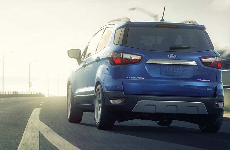 Blue 2019 Ford EcoSport Rear Exterior on the Highway