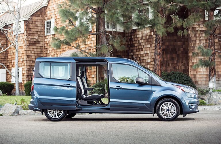 Side View of Blue 2019 Ford Transit Connect Passenger Wagon