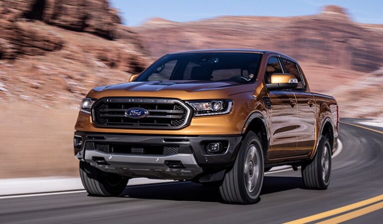 Gold 2019 Ford Ranger on a Highway