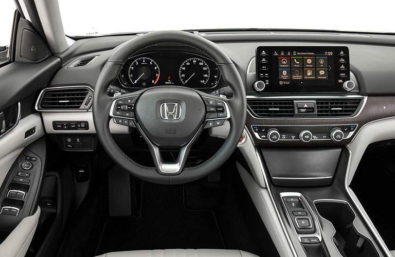 2018 Honda Accord driver-seat view of front cabin including steering wheel, instrument panel, and more