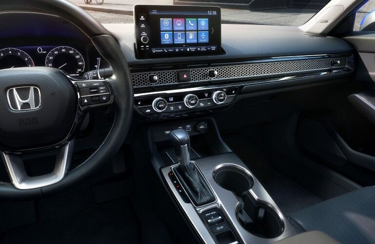 The center stack and gauge cluster in the 2022 Honda Civic.