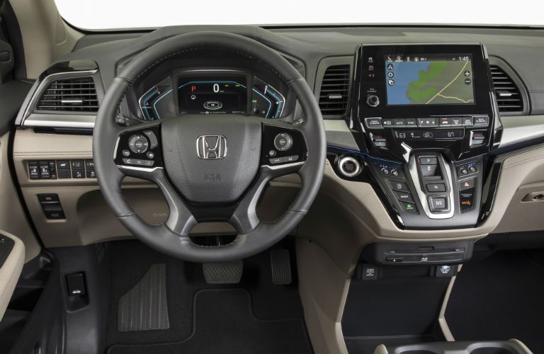 A photo of the driver's cockpit in the 2020 Honda Odyssey.