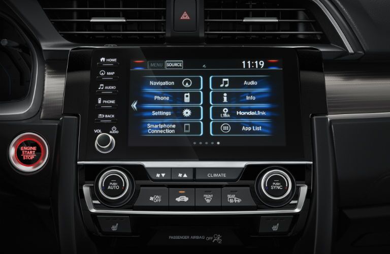 A photo of the touchscreen interface in the 2019 Honda Civic Sedan.