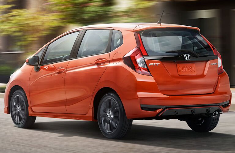 A left rear quarter photo of the 2019 Honda Fit.