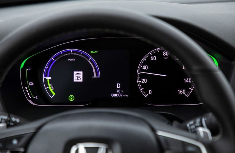A photo of the center gauge cluster used in the 2020 Honda Insight.