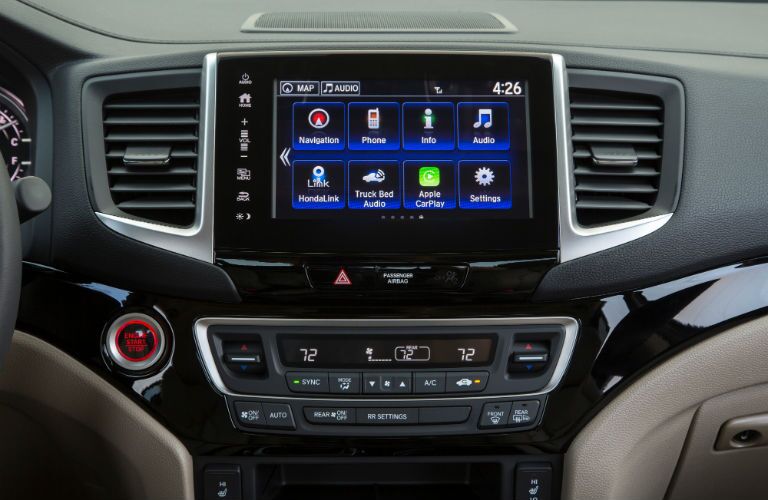 A photo of the touchscreen used in the 2020 Honda Ridgeline.