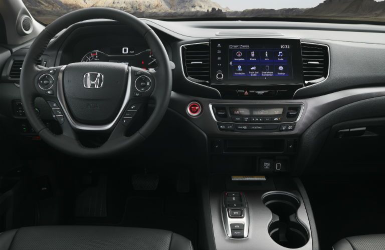 A photo of the driver's cockpit in the 2021 Honda Ridgeline.