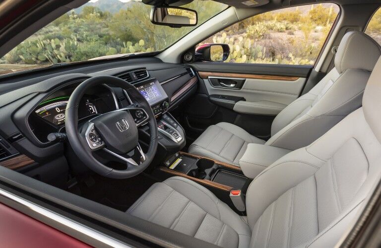 The front seats in the 2021 Honda CR-V Hybrid.
